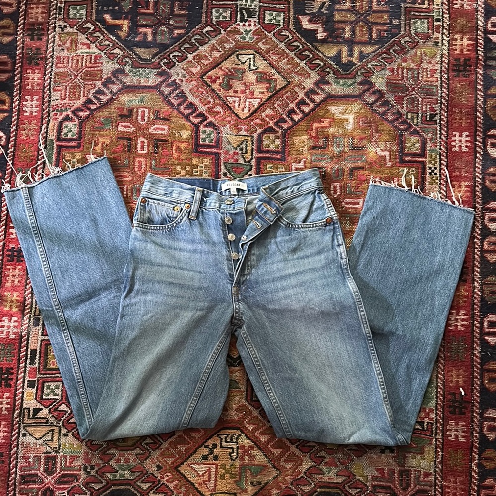 Re/done straight leg mid/high rise jeans